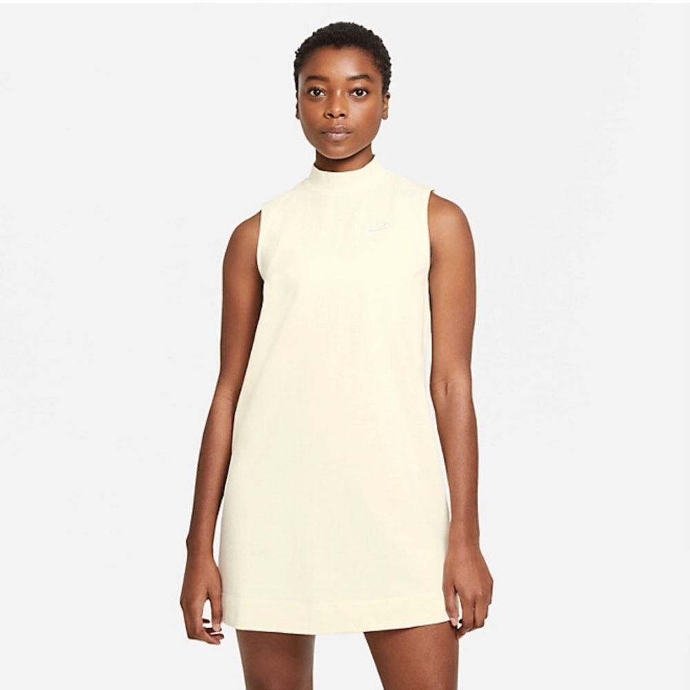 Nike Women's Turtleneck Sleeveless Dress Cream Pale Yellow Large - Picture 2 of 11